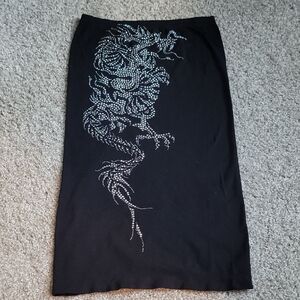 Black Tube Dress with Dragon Design